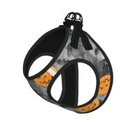 Halloween Grey Bat Spider Pumpkin Print Adjustable Harness Leash Set For Cats And Dogs, Soft Breathable Kitten Puppy Mesh Vest With Reflective Design, Escape-Proof Lead For Small Pets Walking Training