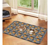 Halloween Grey Bat Spider Pumpkin Printing Feeding Mat For Dogs Cats Pet Absorbent Leather Tablecloth 23.62in*15.75in Cat Dog