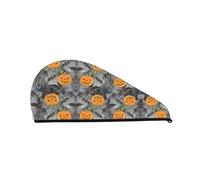 Halloween Grey Bat Spider Pumpkin SamLng Coral Velvet Dry Hair Cap â€“ Perfect for Home, Travel, Pool Parties, Beaches, Baths, and More