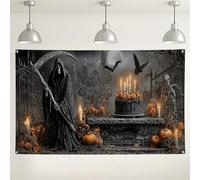 Halloween Grim Reaper Backdrop, Spooky Dark Gothic Party Decorations, Scary Photography Background for Halloween Events, Autumn Festive Decor 71x43 Inch
