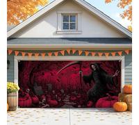 Halloween Grim Reaper Garage Door Cover, Spooky Dark Scary Decoration for Large Garage Doors, Autumn Outdoor Party Background Decor 157x71 Inch