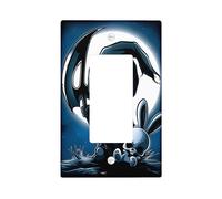Halloween Grim Reaper Light Switch Cover Plate/Outlet Covers, Dark Midnight Bunny, Gothic Skeleton for Party Decor, Thermoplastic Wall Plates, Standard Size Single Rocker
