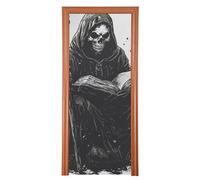 Halloween Grim Reaper Reading with A Scythe Decorative Covers Decorative Christmas 35x79 in Hello Summer Banner Party Decoration and Supplies for Home M