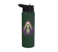 Halloween Grim Reaper See No Evil Skull Flames Gothic Art Stainless Steel Insulated Water Bottle