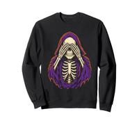 Halloween Grim Reaper See No Evil Skull Flames Gothic Art Sweatshirt