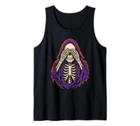 Halloween Grim Reaper See No Evil Skull Flames Gothic Art Tank Top
