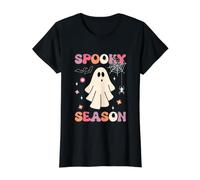 Halloween Groovy Cute Ghost Spooky Season Value Graphic T-Shirt, Women, Black, XS