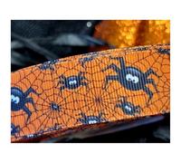 Halloween Grosgrain Ribbon 2M Spiders, Bats Skulls Ghosts Pumpkins Orange Witches Tattoo Cakes, Present Gift Wrap Wreaths Cards Wrapping Craft (Spiders and Cobwebs (22mm x 2m))