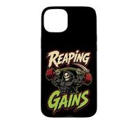 Halloween Gym Reaping Gains Grim Reaper Barbell Case for iPhone 15 Plus