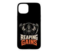 Halloween Gym Reaping Gains Grim Reaper Barbell Case for iPhone 15 Plus