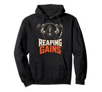 Halloween Gym Reaping Gains Grim Reaper Barbell Pullover Hoodie