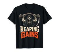Halloween Gym Reaping Gains Grim Reaper Barbell T-Shirt