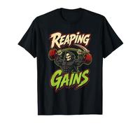 Halloween Gym Reaping Gains Grim Reaper Barbell T-Shirt