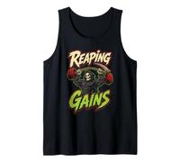 Halloween Gym Reaping Gains Grim Reaper Barbell Tank Top