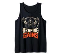 Halloween Gym Reaping Gains Grim Reaper Barbell Tank Top