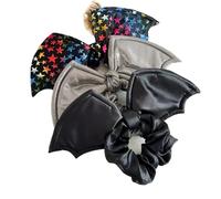 Halloween hair accessories party bat bow large intestine scrunchie cross-border European beauty style personality holiday a(Large gray bat)