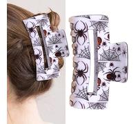 Halloween Hair Claw Clips Halloween White Spider Strong Hold Claw Clips Acrylic for Women Girls Ponytail Non-Slip Claw Clips Thick Hair Spider Web Fun Hair Accessories 1Pcs(Spider)