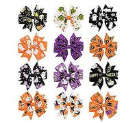Halloween Hair Clip,12 Pack 3In Halloween's Day Bow Knot Hair Pins Handmade Hair Accessories