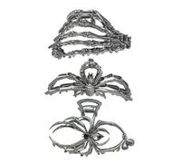 Halloween Hair Clips - 3 Pieces Metal Horror Claw Set | Scary Decorative Hair Accessories with Spider and Skeleton Design for Women and Girls