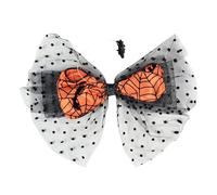 Halloween Hair Clips for Women Scary Hair Bows with Spider Web Decoration Lage Halloween Lace Hair Accessories Polka Dot Tulle Lace Bow Clips