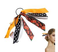 Halloween Hair Ties, Pumpkin Ribbon Scrunchies, Hair Scrunchy Ties, Elastic Ponytail Holders, Halloween Accessories For Girls, Festive Hair Accessories, Cute Halloween Scrunchies, Halloween By