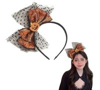 Halloween Hairband,1PC Pumpkin Bow Spider Web Headband,Gothic Lace Halloween Hair Accessories Hair Band for Women Girls Halloweens Cosplay Dress Up Party Decoration (Pumpkin A, One Size)