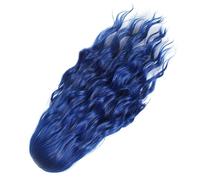 Halloween Hairpiece Blue Long Wavy Synthetic Curly Wig for Stage | Breathable Adjustable Net, Hand Knotted Bangs, Heat Resistant Fibre, Middle Part, Natural Look