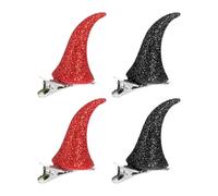 Halloween Hairpins Red Black Ox Horn Hair Clips 2 Pairs | Easy Clip-on Plastic and Metal, Witch Cosplay for Stage Performances and Boy Girl's Parties