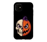 Halloween Half Skull Pumpkin Jack O Lantern Skeleton Face Case for iPhone 11