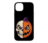 Halloween Half Skull Pumpkin Jack O Lantern Skeleton Face Case for iPhone 14 Plus