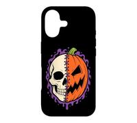 Halloween Half Skull Pumpkin Jack O Lantern Skeleton Face Case for iPhone 17
