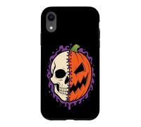 Halloween Half Skull Pumpkin Jack O Lantern Skeleton Face Case for iPhone XR