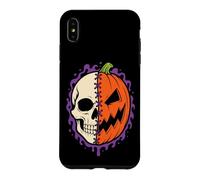 Halloween Half Skull Pumpkin Jack O Lantern Skeleton Face Case for iPhone XS Max