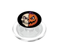 Halloween Half Skull Pumpkin Jack O Lantern Skeleton Face PopSockets PopGrip for MagSafe