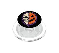 Halloween Half Skull Pumpkin Jack O Lantern Skeleton Face PopSockets PopGrip for MagSafe