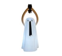 Halloween Halloween Outdoor Holding A Kitty Lamp Figurine Led Nightlight Decoration Remote Cute October Desk Figure Lights for Home Tabletop Floor Statue (White, 15cm)