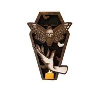 Halloween Halloween Witch Candle Holder Wall With Flying Moths And Moon Elephant Statues Outdoor (A, 25x17x1cm)