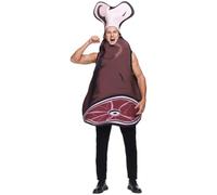 Halloween Ham Costume for Adult Funny Meat Bone Cosplay Costumes Food Cosplay Outfit Halloween Party Performance Dress Up