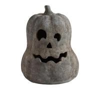 Halloween Handcrafted Jack-O'-Lantern, Artisanal Kiln-Fired Terracotta Pumpkin with Hand-Carved Details, 2025 Fall & Halloween Decor, Natural Terracotta (Black-2)