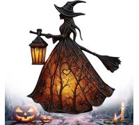Halloween Handmade Gothic Witch Lamp,Witch Hat Night Light Decor for Indoor Outdoor Party, Home Shelf Mantel Kitchen Fireplace Porch, Goth Decor Gift (1pc)