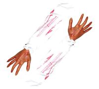 Halloween Hands, 2PCS 21 Inch Severed Fake Arm with White Cloth Sleeve Soft Realistic Halloween Body Parts, Scary Props for Haunted House, Costume Party Decor Style 1