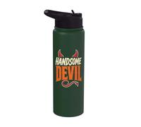 Halloween Handsome Devil Funny Horns Drip Type Design Stainless Steel Insulated Water Bottle