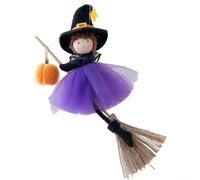 Halloween Hanging Ornament with Pumpkin Girl Doll and Angel Design for Adding a Seasonal Touch to Decorations (Purple)