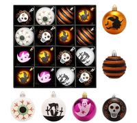 Halloween Hanging Ornaments 16 Pack with Painted Plastic Balls for Festive Decor, Constructed with PET Material Suitable for Various Indoor and Outdoor Locations