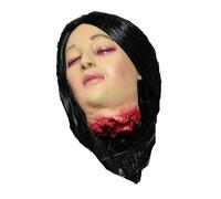 Halloween Hanging Severed Head Decoration,Scary Life-Size Bloody Cut Head Corpse Realistically Latex Head Pendant Prop,With Wig Costume,Zombie Head for Outdoor Indoor Haunted Houses Party (HH)