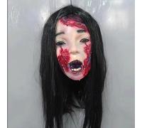Halloween Hanging Severed Head Decorations,Scary Bloody Body Corpse Real Life-Size Reali stically Latex Pendant Props,with Wig Costume Horrible Zombie Head for Haunted House Yard Bar Decor (jy)