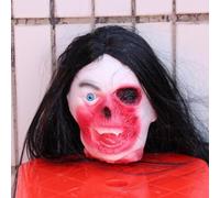 Halloween Hanging Severed Head Decorations,Scary Bloody Body Corpse Real Life-Size Reali stically Latex Pendant Props,with Wig Costume Horrible Zombie Head for Haunted House Yard Bar Decor (ooi)