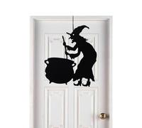 Halloween Hanging Welcome Sign | The Witch Is In Door Hanger - Witch Skeleton Bats Hanging Sign for Halloween Party Home Wall Door Window Haunted House Yard Decor