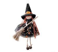 Halloween Hanging Witch Ornament with Broom for Tree and Seasonal Home Decor Creating Spooky Ambiance (black)