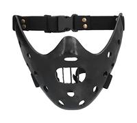 Halloween Hannibal Lecter Lamb Mask, Black Rigidity Adjustable Resin Unique Shape Design,Attract Attention The Lambs Half Face Killer Cosplay Mask for Halloween Carnival Parties.